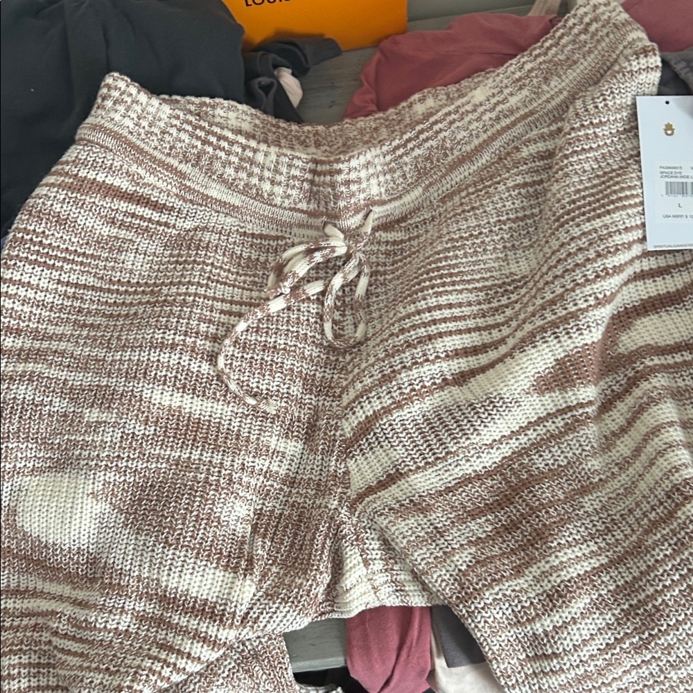 Spiritual gangster Brown and Cream Knit Pants large